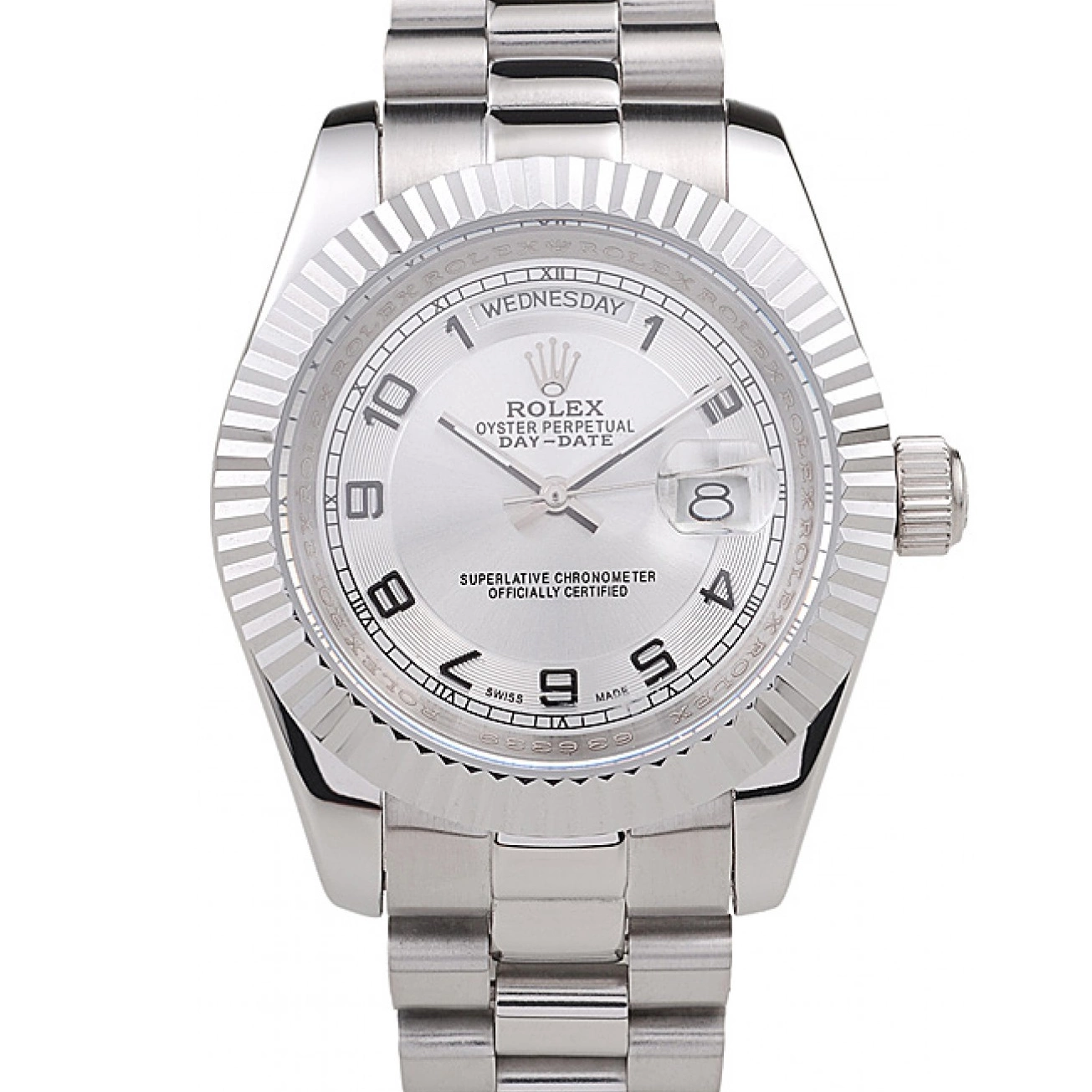 Aaa fake watches Dial White Rolex Stainless Day-Date Polished Steel 0710